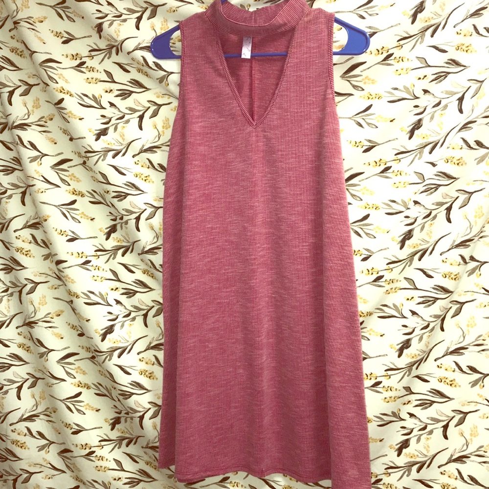 Red cutout neck dress